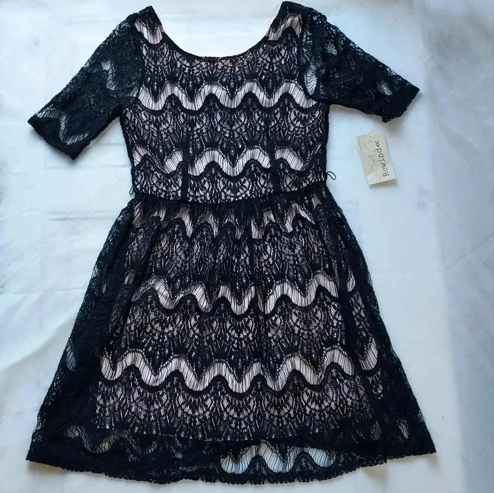 NWT Rewind Lace Dress Pink & Black Large - Picture 9 of 12